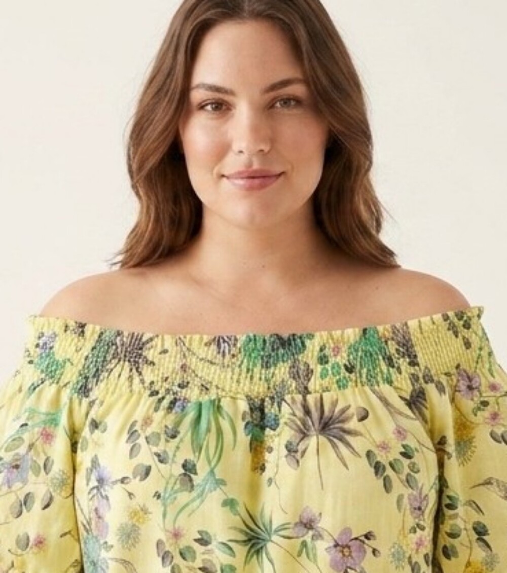 INC International Concepts Raina Garden Plus Size 2XL Off Shoulder 100%Cotton
